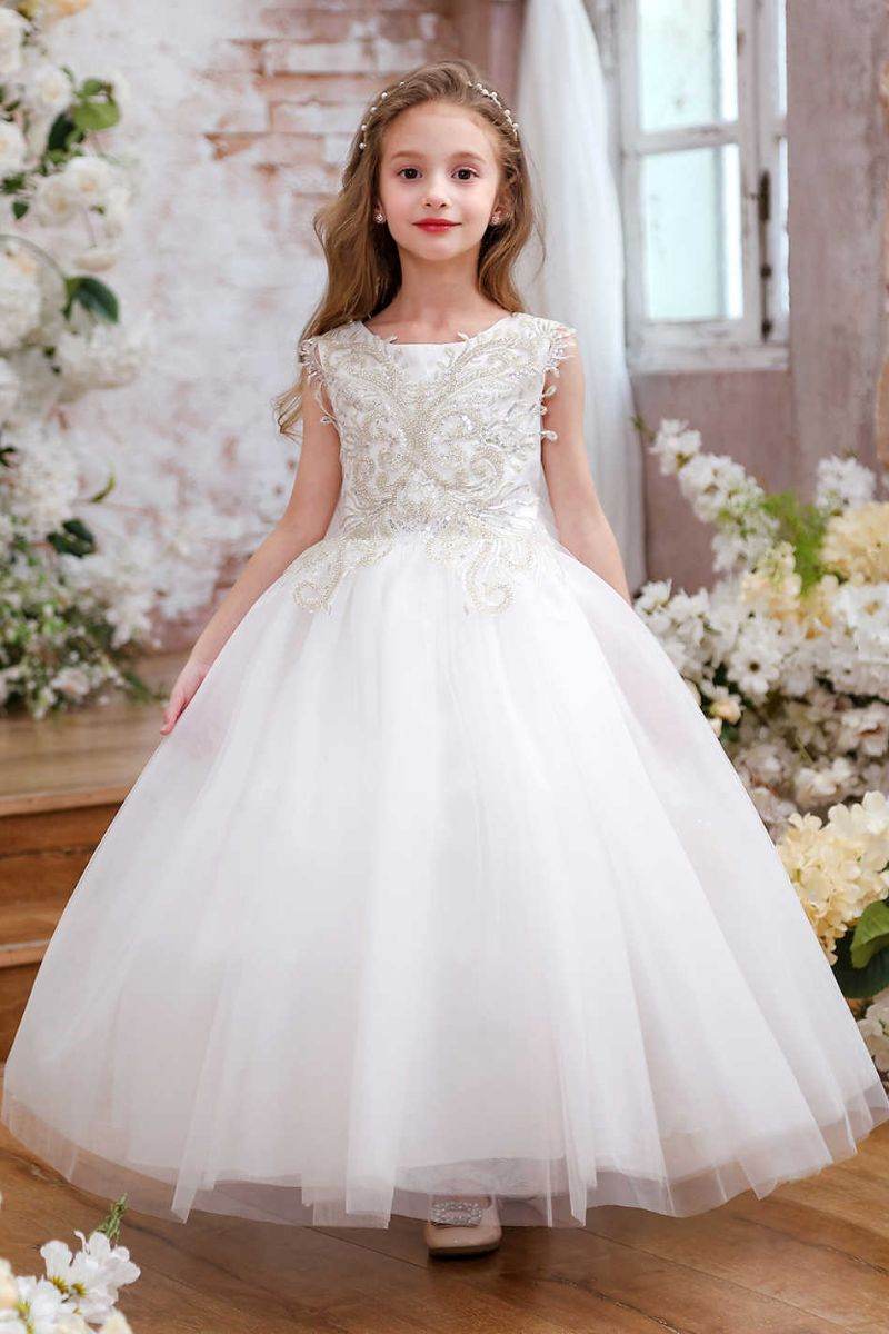 A-Line Maxi Tulle Flower Girl Dress CF0353 - COCOMELODY